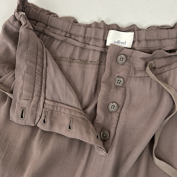 Wilfred Aritzia Marais drawstring button fly cropped pant in mocha brown size M - Picture 6 of 12